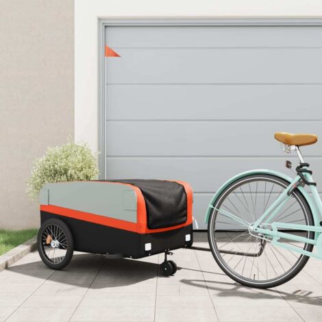 Remolque para bicicleta hierro negro y naranja 45 kg