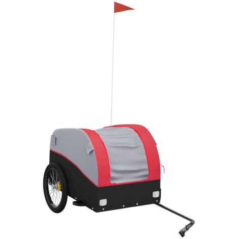 Remolque para bicicleta hierro negro y rojo 45 kg vidaXL