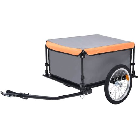 Remolque para bicicletas gris y naranja 65 kg vidaXL