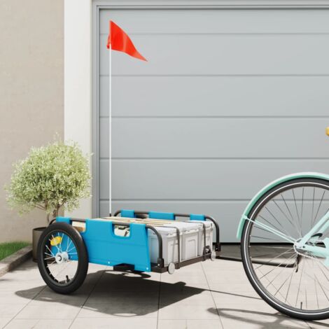 Remolque para bicicletas hierro y tela Oxford azul