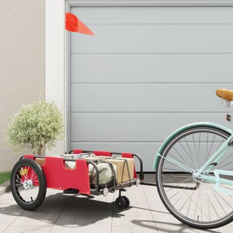 Remolque para bicicletas hierro y tela Oxford rojo