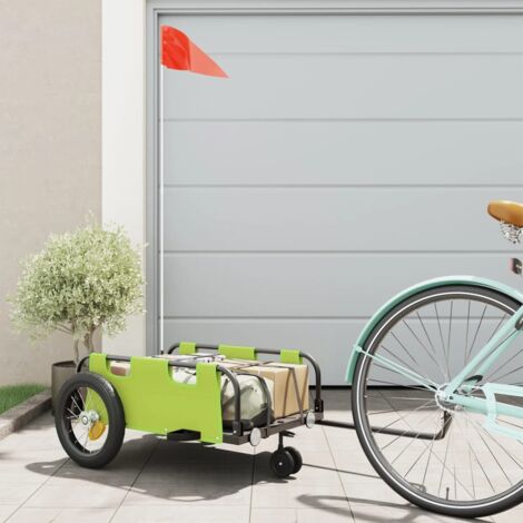 Remolque para bicicletas hierro y tela Oxford verde