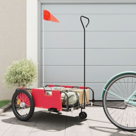 Remolque para bicicletas tela Oxford y hierro rojo y negro