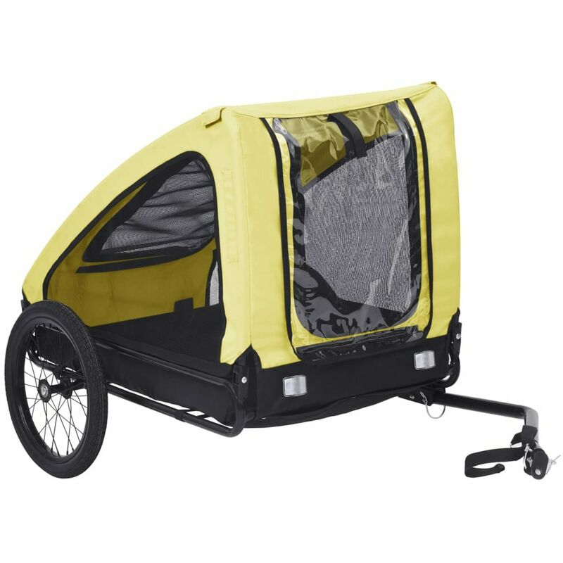 

Remolque para mascotas amarillo y negro