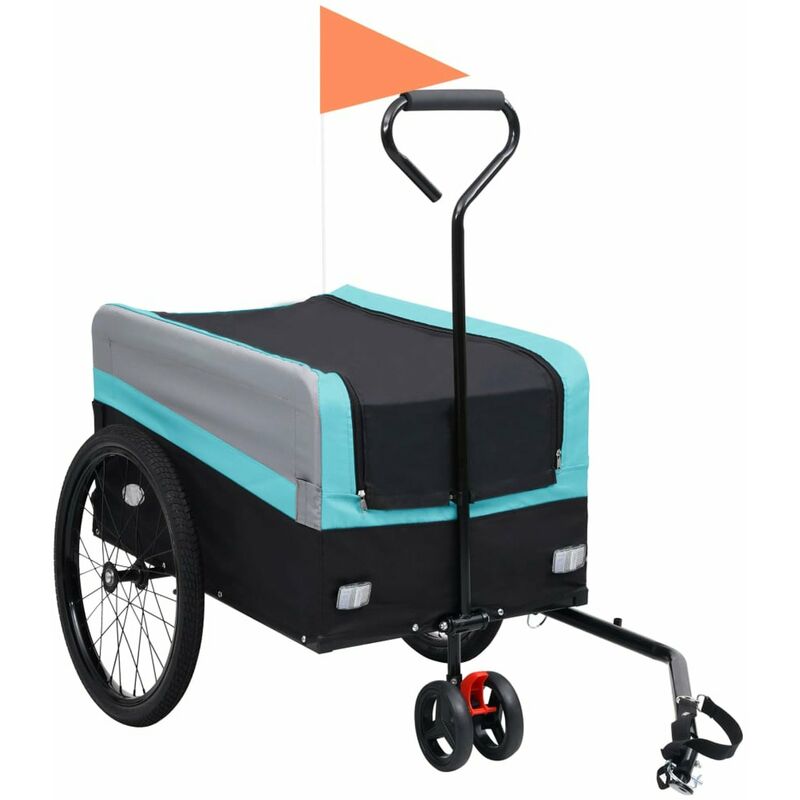 

Remolque y carrito de bicicleta XXL 2 en 1 azul gris y negro