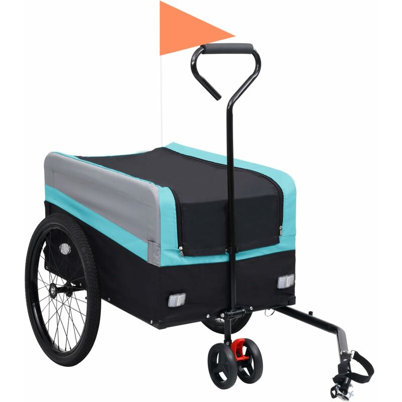 

Remolque y carrito de bicicleta XXL 2 en 1 azul gris y negro