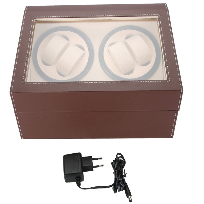 Remontoir de montre à rotation automatique pour 4 montres automatiques et 6 montres-bracelets (marron)
