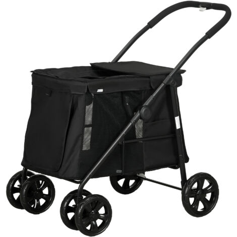 Remorque 3-en-1 pour chien : caisse de transport & remorque à bagages, remorque vélo pour chien avec réflecteurs, pour petit chien jusqu'à 10 kg, gris Oxford