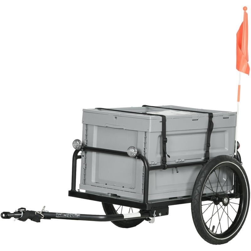 Remorque à vélo pliable avec coffre de rangement charge max. 40 Kg gris - Noir
