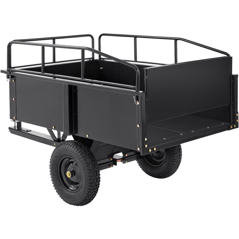 Remorque basculante robuste pour vtt Mophorn capacité de 750 lb, 15 pi3, chariot utilitaire de jardin en acier avec côtés amovibles, adapté au