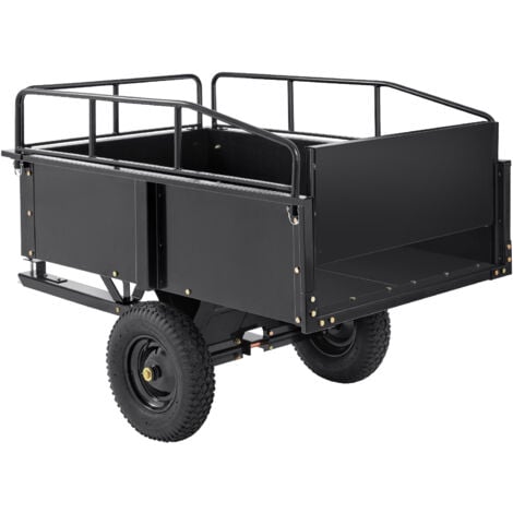 Remorque basculante robuste pour VTT Mophorn, capacité de 750 lb, 15 pi3, chariot utilitaire de jardin en acier avec côtés amovibles, adapté au tracteur tondeuse à gazon