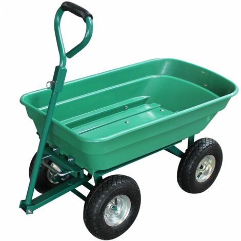 Remorque, chariot de jardin avec benne basculante - 52 L - Vert - Linxor - Vert