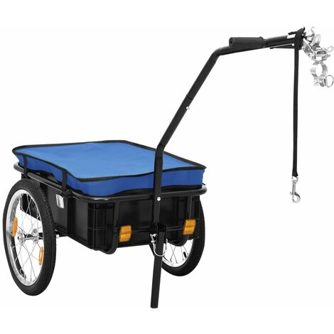 Remorque de bicyclette/chariot à main 155x61x83 cm Acier Bleu