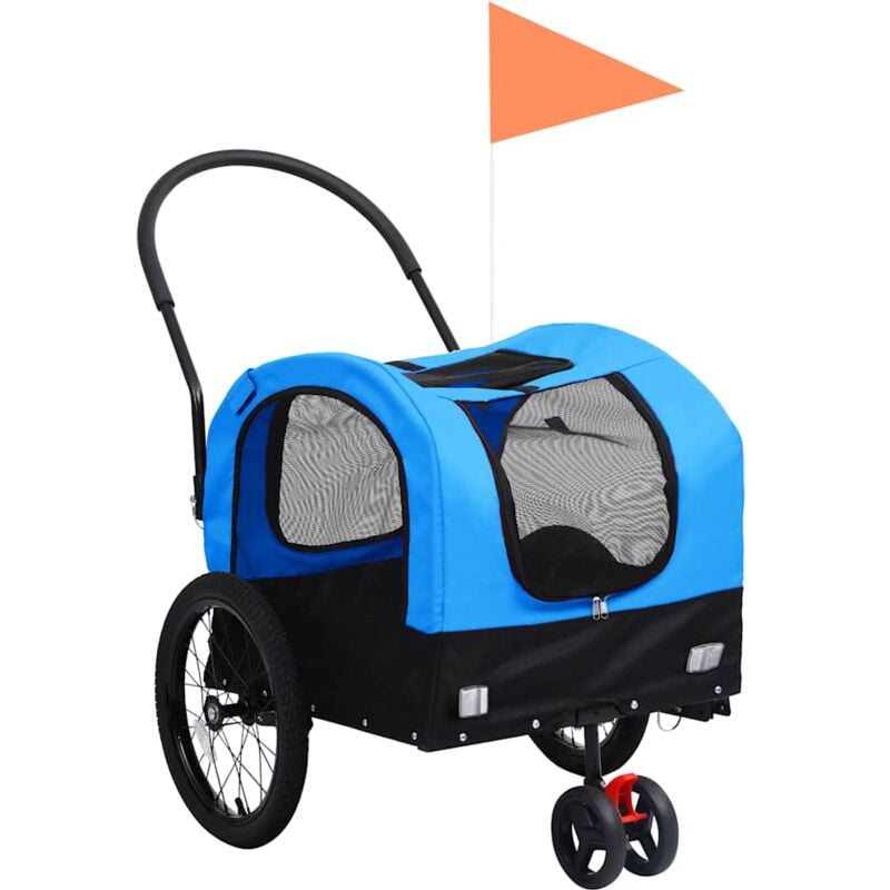 Vidaxl - Remorque de vélo pour chiens et poussette 2-en-1 bleu et noir
