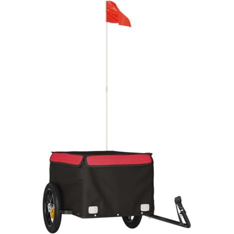 Remorque de vélo noir et rouge 30 kg fer CFW24843