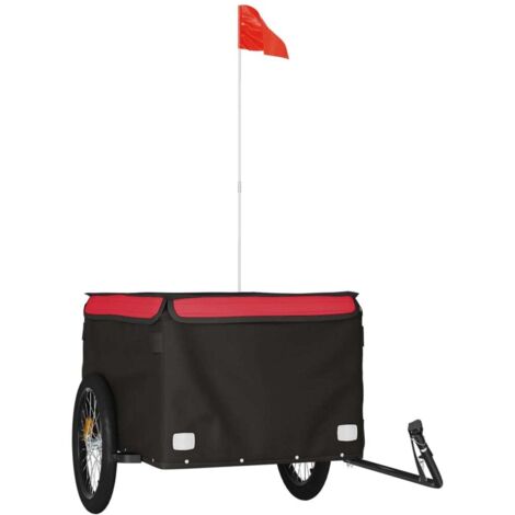 Remorque de vélo noir et rouge 45 kg fer CFW58752