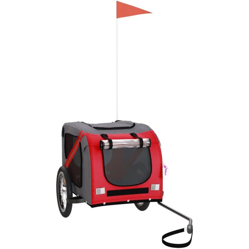 Remorque de vélo pour animaux de compagnie rouge et gris