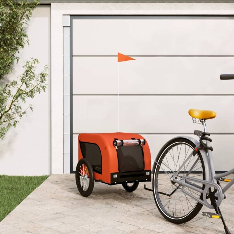 Vidaxl - Remorque de vélo pour animaux de compagnie orange et noir