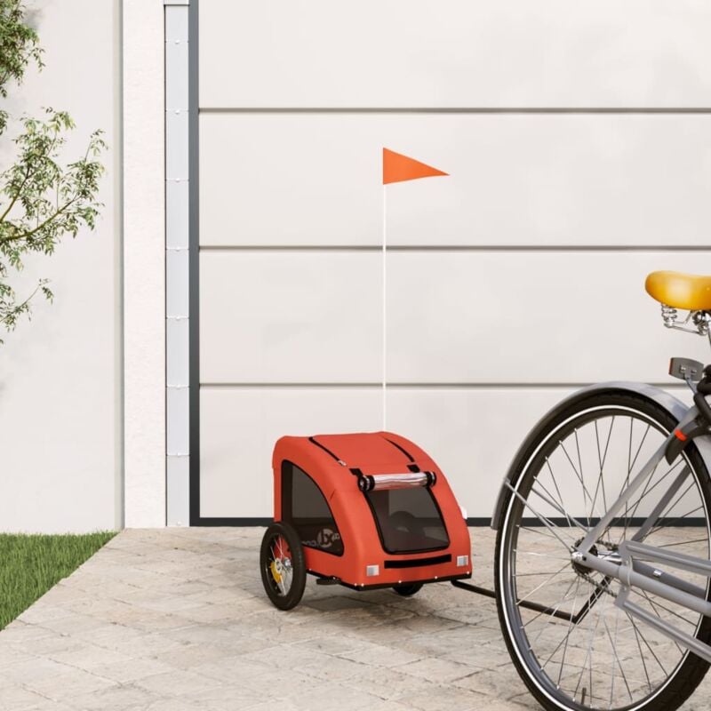 Vidaxl - Remorque de vélo pour chien orange tissu oxford et fer