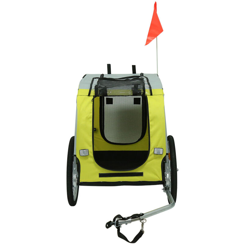Remorque de Vélo pour Chien - Pet Bike Trailer avec Réflecteurs drapeau - Pet Bike Trailer - Dog Bicycle Trailer Foldable - Max. 30 Kg Jaune