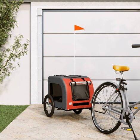Remorque de vélo pour chien Remorque de transport orange et gris tissu oxford et fer 86020