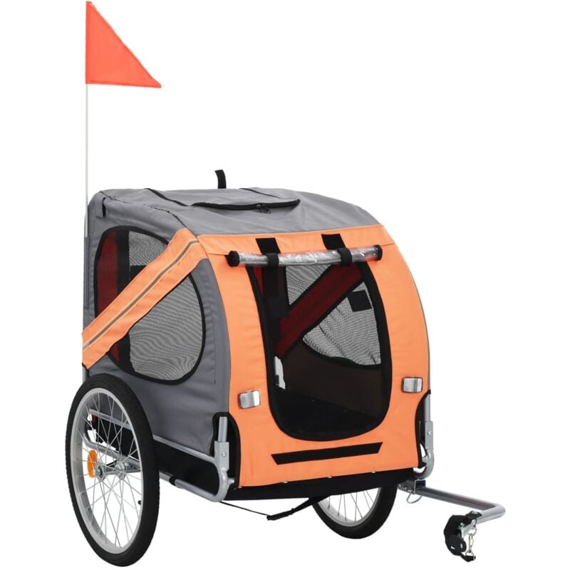 The Living Store - Remorque de vélo pour animaux de compagnie orange et gris - Gris