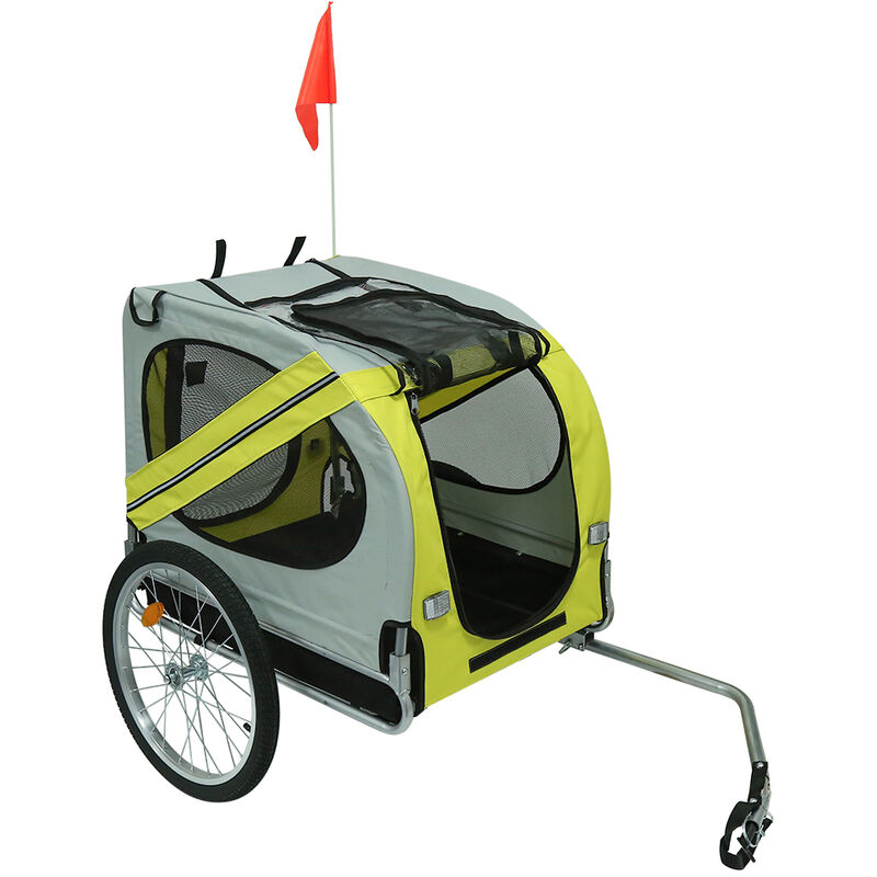 Remorque de vélo pour chiens jaune et gris