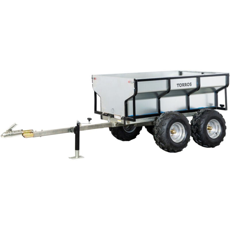 Torros - Remorque double essieux 4 roues 1000kg benne galvanisée basculante 1770x1070x580 mm AHR1050B