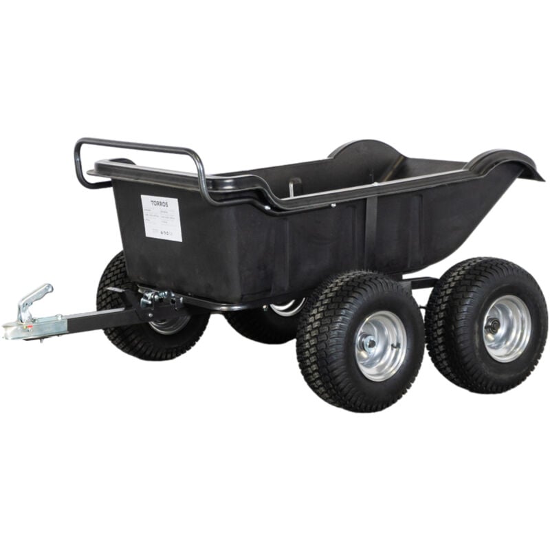Torros - Remorque double essieux 550kg benne en plastique pe basculante 1600x826x475 mm AHR550P4