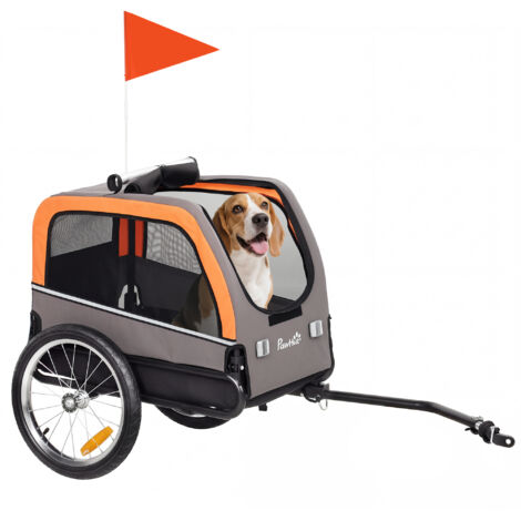 Remorque pliable pour chien jusqu'à 20 kg avec réflecteurs de sécurité couleur orange