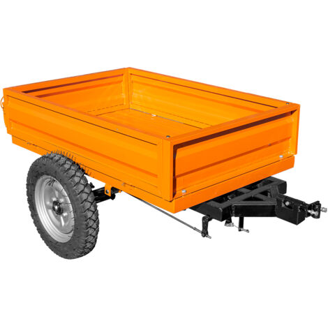Remorque pour mini tracteur – Capacité 300 kg – Roues 400/12 – Benne 1200x780x250 mm – Transport matériaux lourds – Kawapower