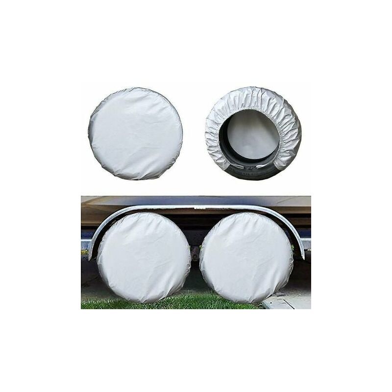Remorque protection anti-corrosion pour pneusLot de 4 housses de pneus étanches pour roue de secours camping-car argent S