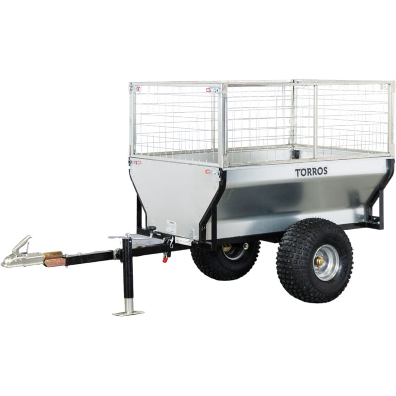 Torros - Remorque simple essieu 2 roues 550kg benne galvanisée 1500x960x465 mm AHR550G