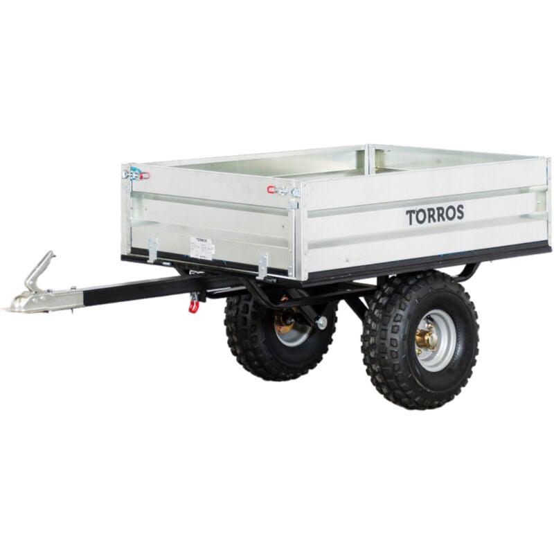Torros - Remorque simple essieu 350kg benne galvanisée basculante 1200x850x300 mm AHR350B