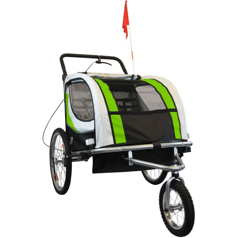 Viking Choice - Remorque vélo enfant - buggy - 2 places - avec amortisseur - citron vert