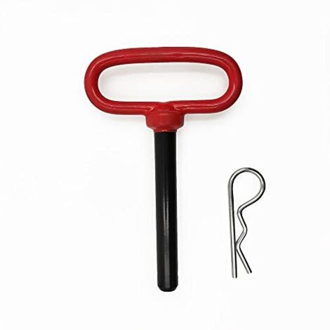 Remorquez la goupille de Verrouillage de remorquage avec poignée enrobée en Caoutchouc, brochette d'attelage de tête Rouge-pour remorquage de Cargaison, Bateau, RV, Voiture, Camion(1,6x10,2cm)