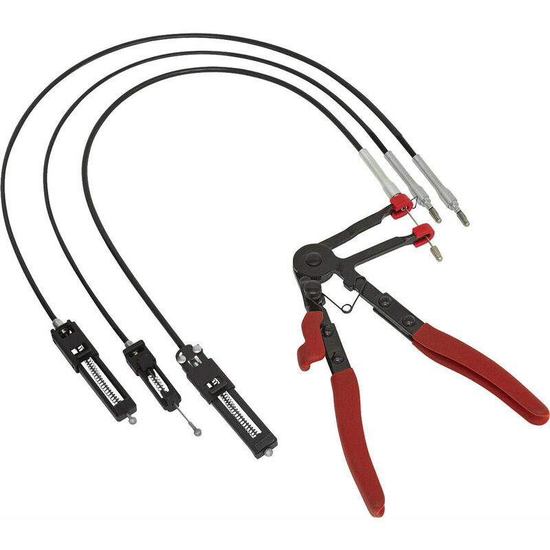Remote Action Hose Clamp Pliers - Interchangeable Heads - Flexible Cable