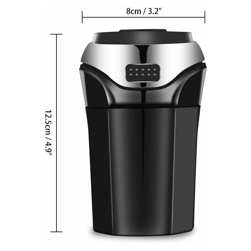 Removable Rechargeable Stainless Steel Car Ashtray Bin with Detachable Cigarette Lighter and Blue led Light for Car Cup Holder Smokeless Support