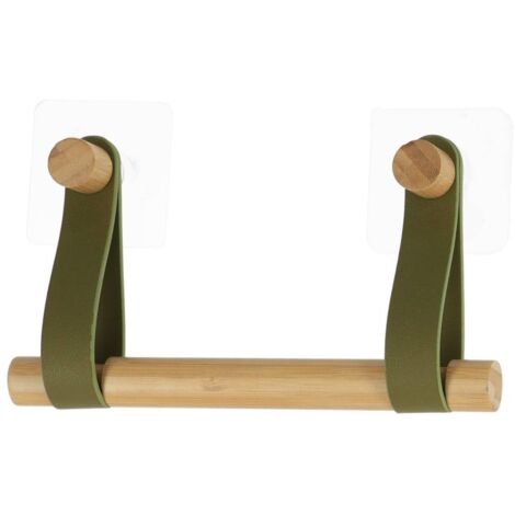 Removedor de rollo de papel higiénico de bambú + tiras de imitación de cuero en la etiqueta - kaki bamboo - Tendance