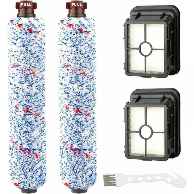Remplacement Accessoires 2 Brosse Rouleau Multi-Surface + 2 Filtres pour Bissell 1868 1866 et Series