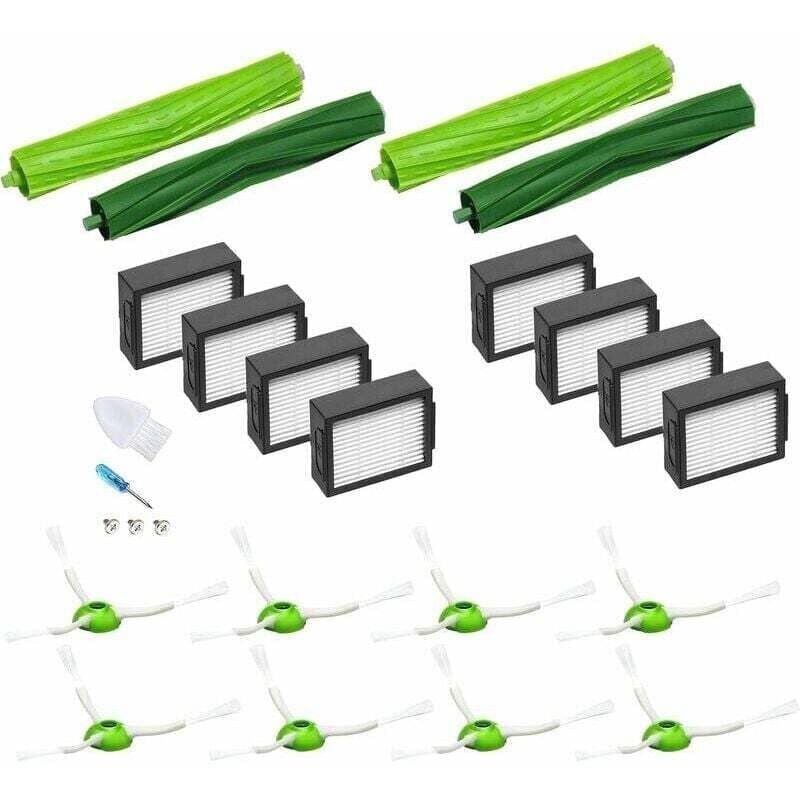 Alovez - Remplacement Accessoires Kit avec iRobot Roomba e5 e6 i1 i3 i3152 i4+ i7 i7556 i8 J7 + Plus Filtre hepa Brosses Latérale Derrui