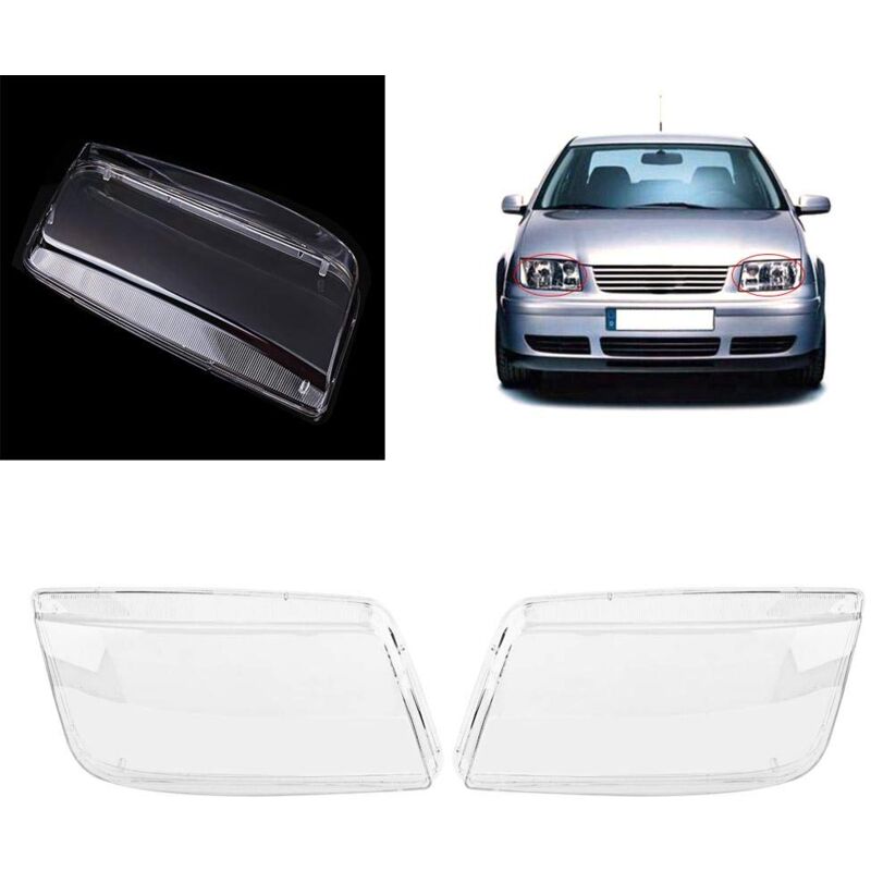 Jeffergarden Qiilu 2004 jetta headlight lens Protège phare, phare en plastique de remplacement transparent pour MK4 Bora 1998-2004