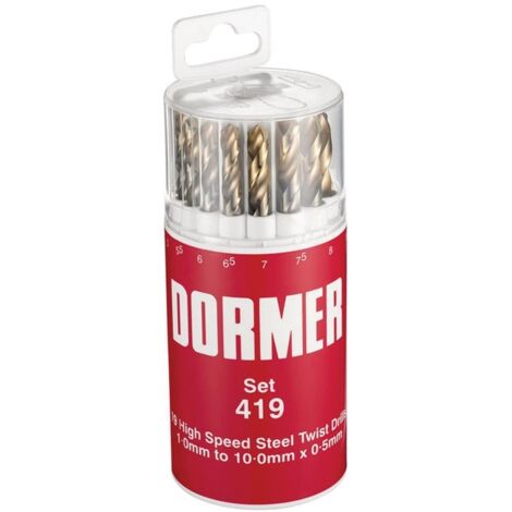 Remplacement de foret hélicoïdal A094 DIN 338 Type N D.1-10x0,5mm HSS 19 pièces Boîte ronde
