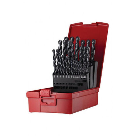 Remplacement de foret hélicoïdal A190 DIN 338 Type N D.1/16-1/2" x 1/64" HSS 29 pièces, coffret de rangement