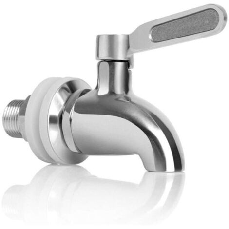 Remplacement de Robinet de Distributeur de Boissons,Robinet de Tonneau du Vin et de la Bière ou de Boisson en Acier Inoxydable, Inusable,16mm Robinet de Rechange pour Distributeur，une pièce, argent,Fo