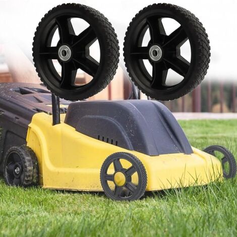 Remplacement de Roues, 2 x Roues Tondeuses, Roues de Rechange Universelles en Caoutchouc Ø 200 mm pour Tondeuse à Gazon, Tracteur, Diamètre du Trou D'essieu 12,7 mm