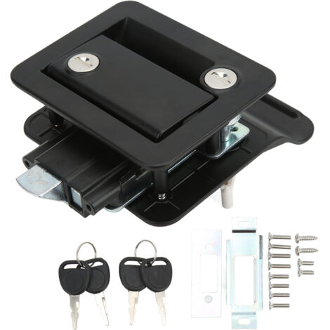 Remplacement de Serrure de Porte de Camping-car, Serrure de Porte de Camping-car Robuste en Alliage D'aluminium avec Pêne Dormant intégré, Serrure de Porte D'entrée de (BLACK).