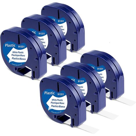 Remplacement d'étiquette compatible pour les recharges DYMO Letratag 91331 (S0721660) Ruban d'étiquettes en plastique LT 1/2 x 13' (12 mm x 4 m) pour DYMO LetraTag LT-100T LT-100H LT-110T QX50 Noir su