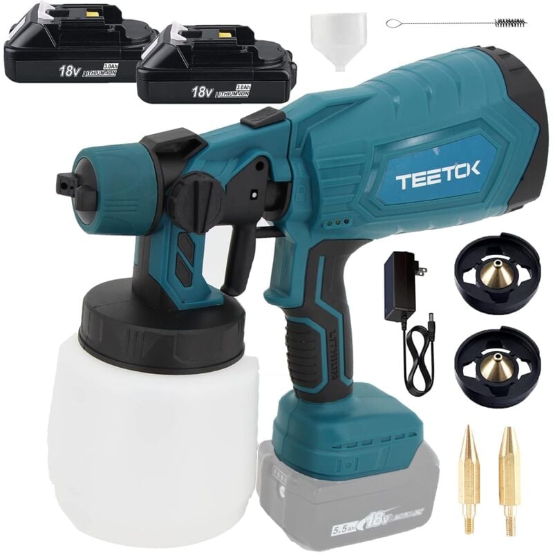 Teetok - Pistolet à Peinture,Compatible avec la batterie Makita, pistolet à peinture électrique pour peindre les murs, plafonds, meubles,
