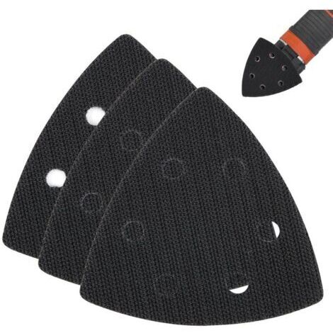 Remplacement Patin Ponçage Triangle，93x93x93mm, 6 Trou Noir Professionnel Adhésif Fort